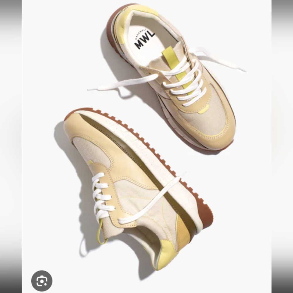 MWL Beige & Yellow Retro Runner Sneakers 7.5